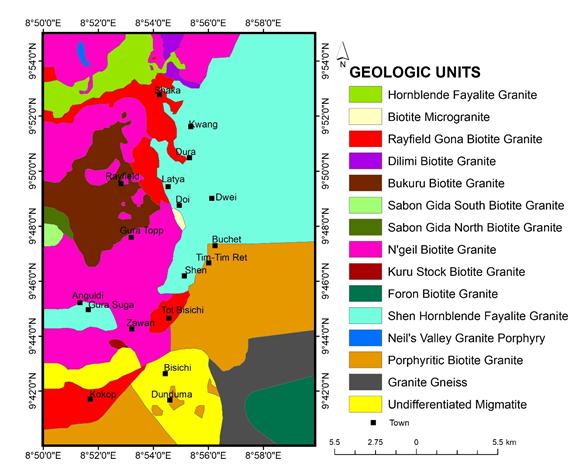 Geologic map of the study area.