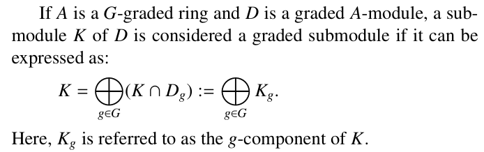 A graded submodule and its  g-components